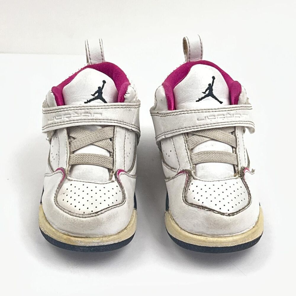 Nike Jordan Flight 45 Shoes Toddler Girls 7C White Pink Leather 364759-128 - Picture 10 of 11